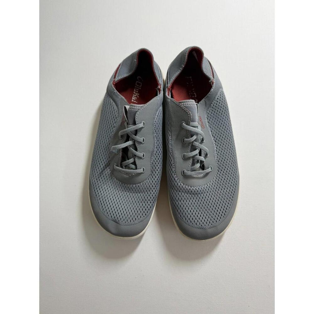 Olukai Moku Pae Shoes Sneakers Men's 10 Gray Mesh Slip On Casual Boat Loafers - Picture 4 of 7